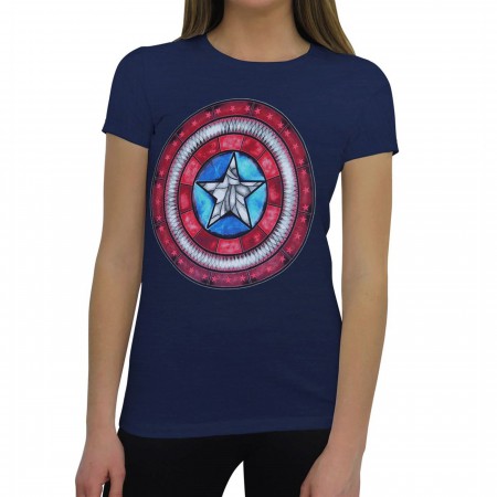 Captain America Stained Glass Shield Women's T-Shirt