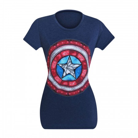 Captain America Stained Glass Shield Women's T-Shirt