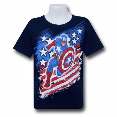 Captain America Running Stars & Stripes Kids T-Shirt
