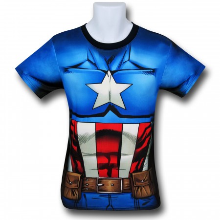 Captain America Sublimated Costume Fitness T-Shirt