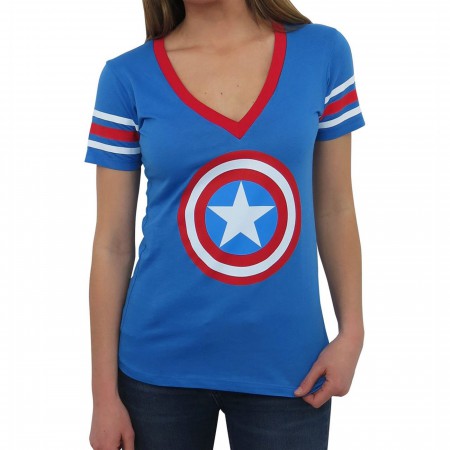 Captain America Athletic Women's V-Neck T-Shirt