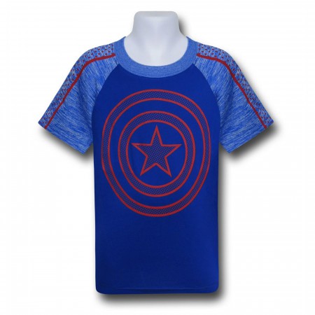 Captain America Kids Shield on Blue Space Dye T-Shirt