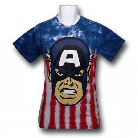 Captain America Head Shot Tie Dye T-Shirt