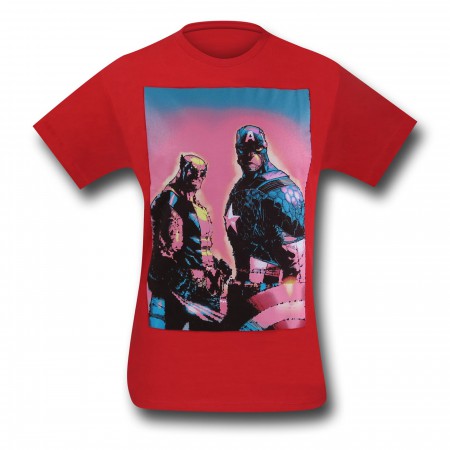 Captain America & Wolverine on Red T-Shirt