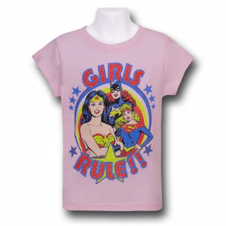 DC Girls Rule Kids Pink Glitter T-Shirt
