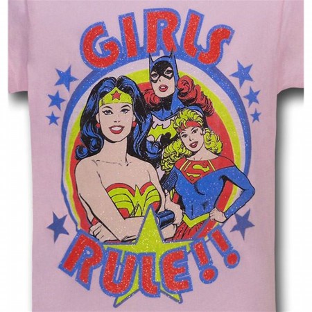 DC Girls Rule Kids Pink Glitter T-Shirt