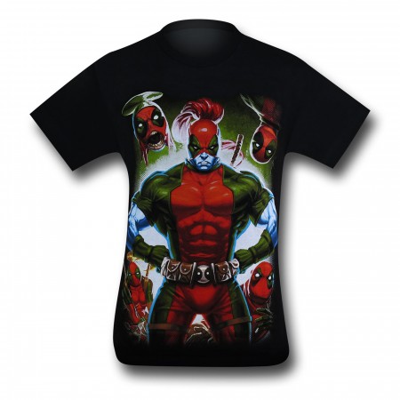 Deadpool Family on Black T-Shirt