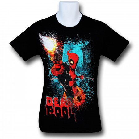 Deadpool Gun Blast Black 30 Single T-Shirt