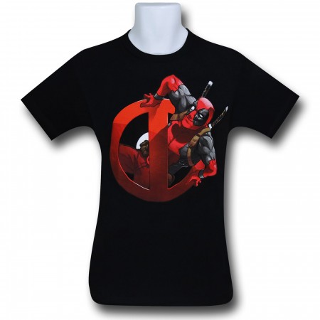 Deadpool Through Symbol 30 Single T-Shirt