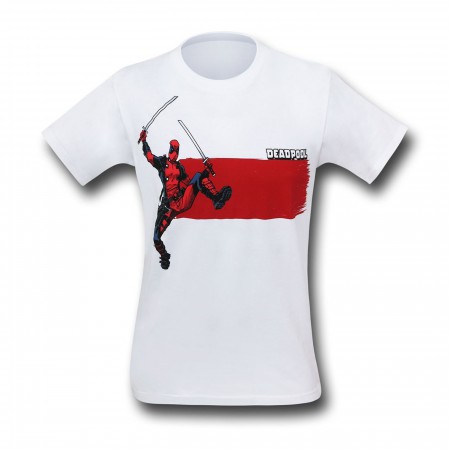 Deadpool Red Stripe White Men's T-Shirt