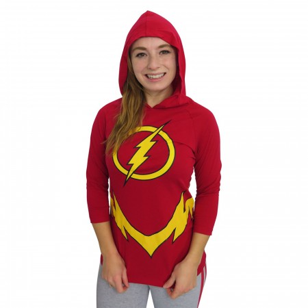 Flash Hooded Mask Women's Costume Long Sleeve T-Shirt