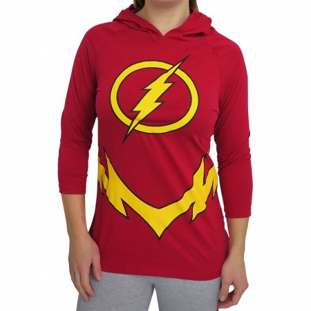 Flash Hooded Mask Women's Costume Long Sleeve T-Shirt