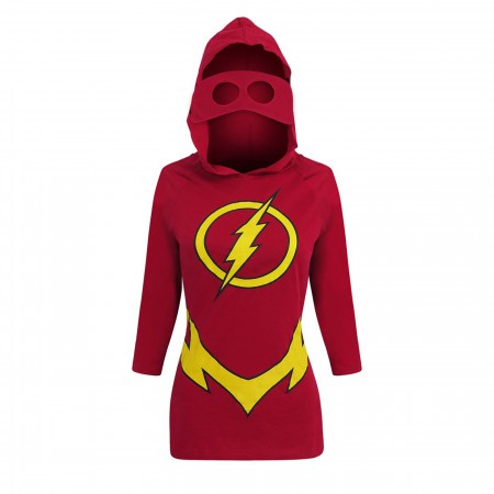 Flash Hooded Mask Women's Costume Long Sleeve T-Shirt