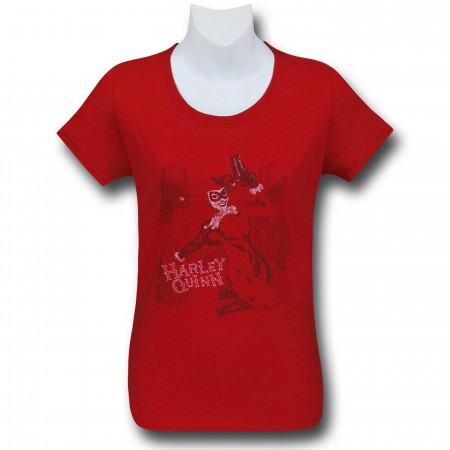 Harley Quinn on Red Women's T-Shirt