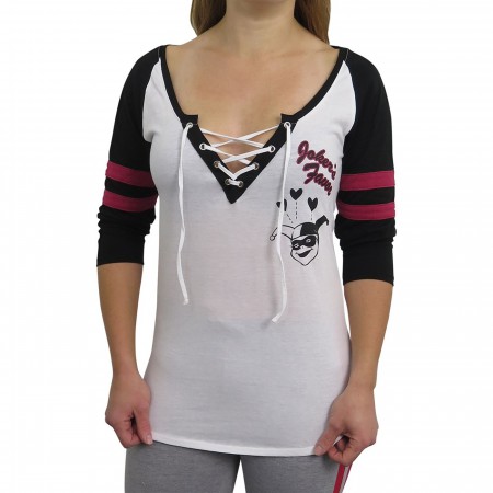 Harley Quinn Crossed Deep Scoop Women's Raglan