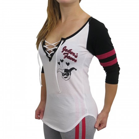 Harley Quinn Crossed Deep Scoop Women's Raglan