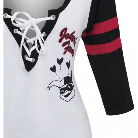 Harley Quinn Crossed Deep Scoop Women's Raglan