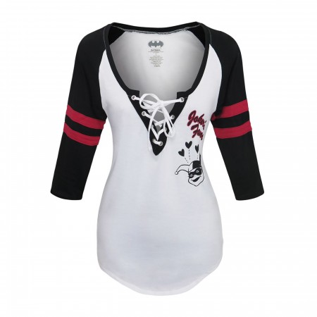 Harley Quinn Crossed Deep Scoop Women's Raglan