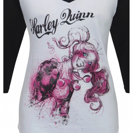 Harley Quinn Women's V-Neck Baseball T-Shirt