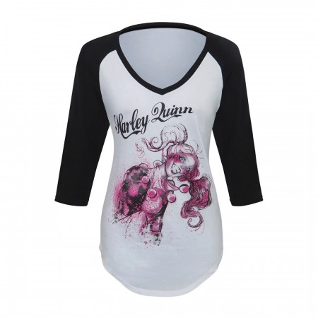 Harley Quinn Women's V-Neck Baseball T-Shirt