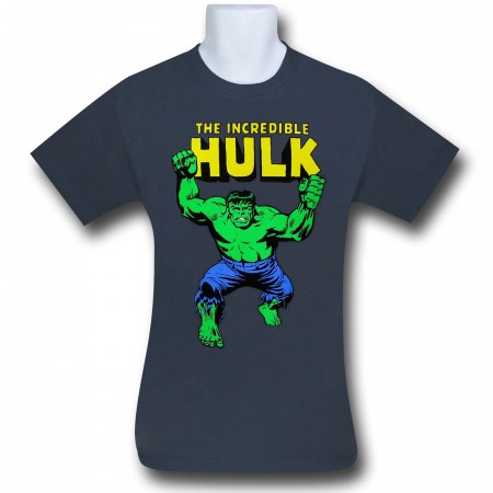 Hulk With Fists & Logo Charcoal T-Shirt
