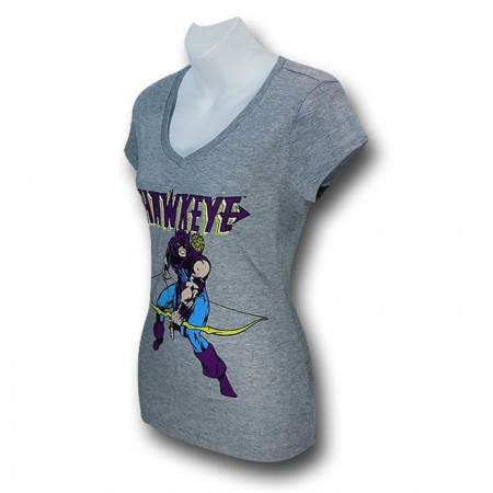 Hawkeye Bow Down V-Neck Juniors T-Shirt