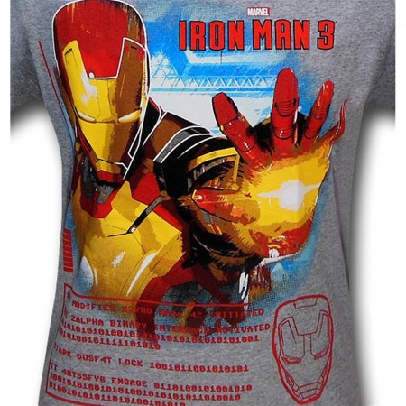 Iron Man 3 Stats Kids Grey 30 Single T-Shirt