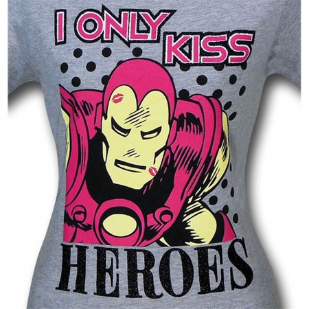 Iron Man Only Kiss Heroes Juniors T-Shirt