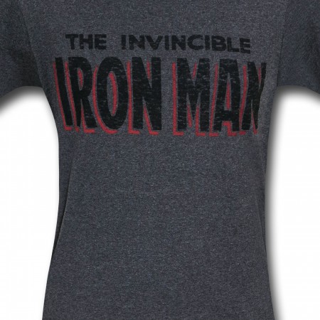 Iron Man Logo Heather Charcoal Burnout T-Shirt