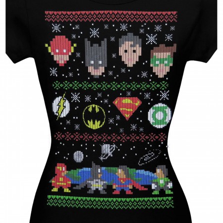 Justice League 8-Bit Ugly Sweater Women's T-Shirt