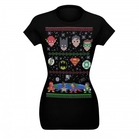 Justice League 8-Bit Ugly Sweater Women's T-Shirt