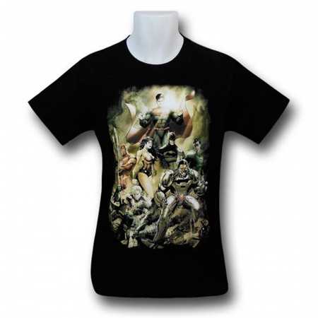 Justice League Aftermath on Black T-Shirt