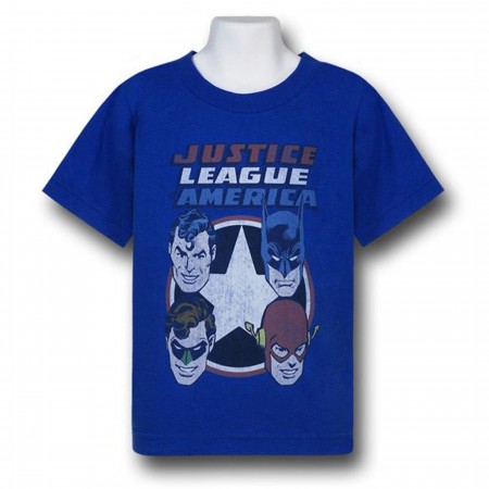Justice League Kids 4 Heads Distressed T-Shirt