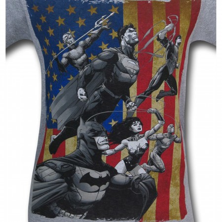 Justice League New 52 American Flag Men's T-Shirt