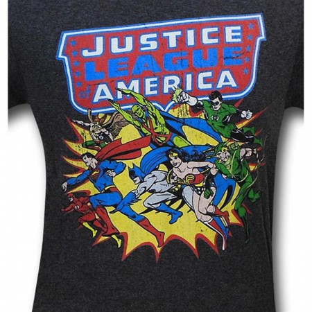 Justice League Retro Sprint Grey T-Shirt
