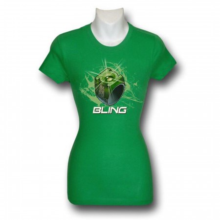 Green Lantern Movie Junior Womens Ring Bling T-Shirt