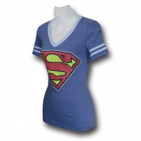 Supergirl Jr Womens Athletic V-Neck T-Shirt