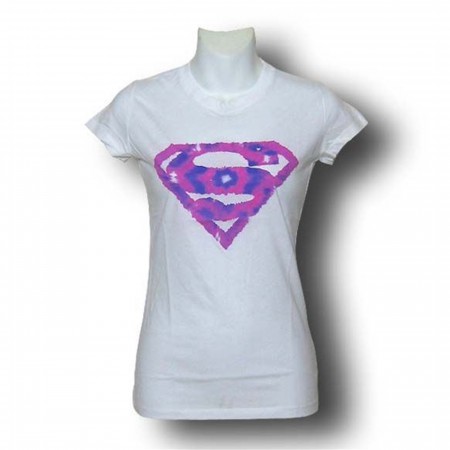 Supergirl Jr Womens Tie Dye  Symbol T-Shirt