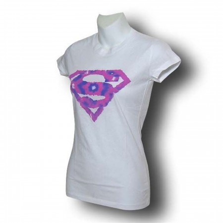 Supergirl Jr Womens Tie Dye  Symbol T-Shirt