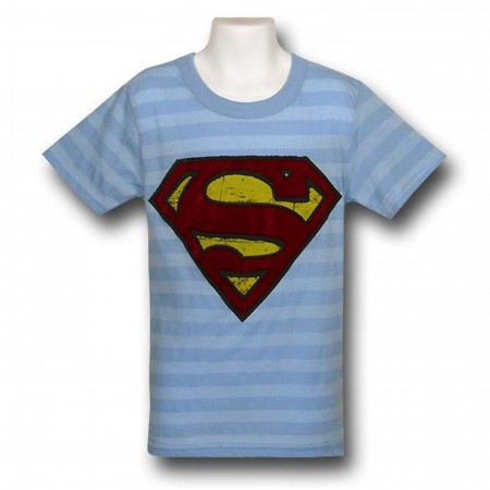 Superman Juvenile Flock Symbol Striped T-Shirt
