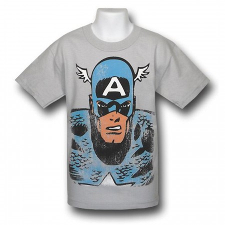 Captain America Kids Distressed Bust T-Shirt