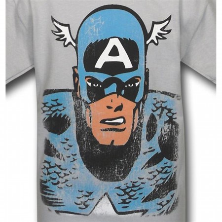 Captain America Kids Distressed Bust T-Shirt