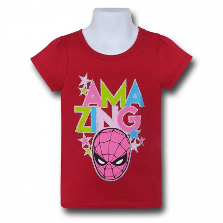 Spiderman Glitter Head on Red T-Shirt