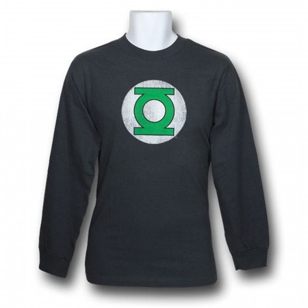 Green Lantern Distressed Charcoal Long Sleeve T-Shirt