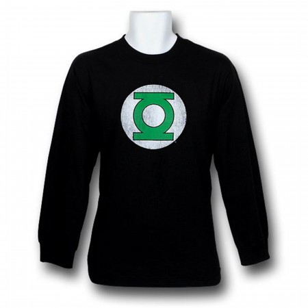 Green Lantern Distressed Black Long Sleeve T-Shirt