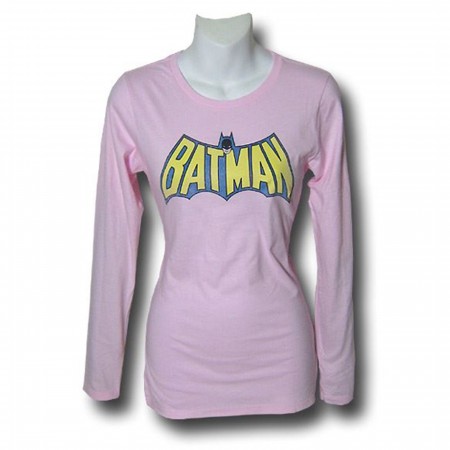 draagbaar triatlon Actuator Batman Women's Classic Logo Pink Long Sleeve T-Shirt