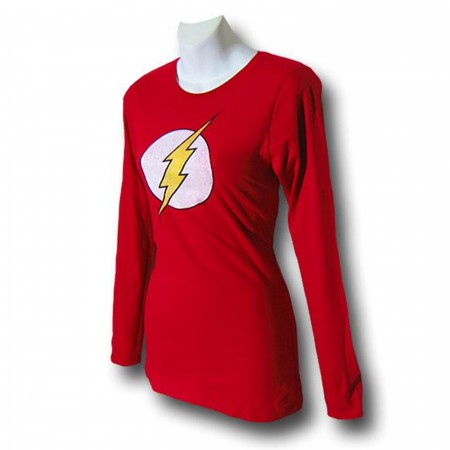 Flash Women's Long Sleeve T-Shirt Distressed Symbol