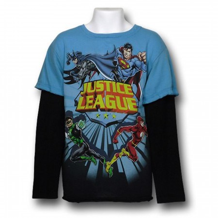 JLA Logo Assemble Kids Long Sleeve 30 Single T-Shirt