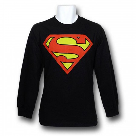 Superman Symbol Black Long Sleeve T-Shirt