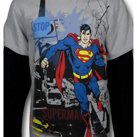 Superman Kids 30s Stop Long Sleeve T-Shirt